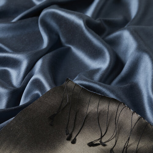 Indigo Charcoal Reversible Silk Scarf