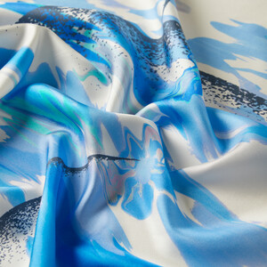 Indigo Crescent Twill Silk Scarf - Thumbnail