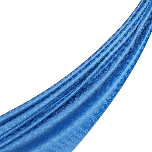 Indigo Golden Horn Pattern Silk Scarf Shawl