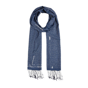 ipekevi - Indigo Metallic Dotted Cotton Silk Scarf (1)