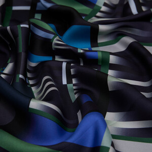 ipekevi - Indigo Minimalist Striped Twill Silk Scarf (1)