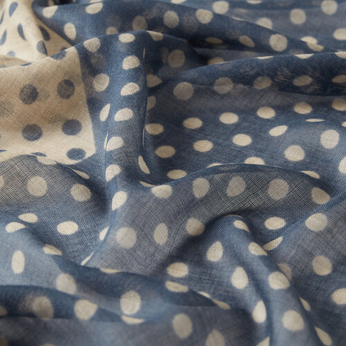 Indigo Mixed Print Wool Silk Scarf