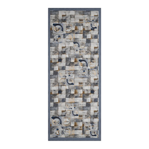 Indigo Mono Mosaic Print Tencel Scarf - Thumbnail