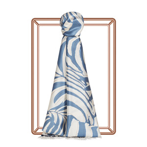 Indigo Palm Springs Print Silk Scarf - Thumbnail