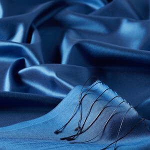 Indigo Plain Silk Scarf - Thumbnail