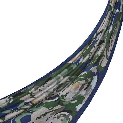Indigo Soulful Blooms Tencel Print Scarf