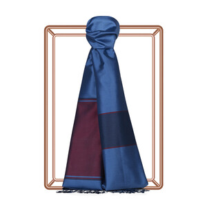 Indigo Striped Silk Scarf - Thumbnail