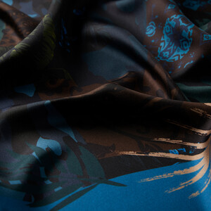 ipekevi - ايشارب حرير تويل تصميم ورود لون أزرق (1)