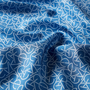 ipekevi - Indigo Typo Monogram Silk Twill Scarf (1)