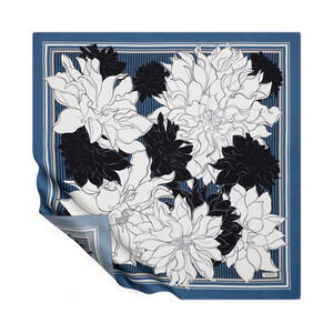 Indigo White Charcoal Twill Silk Scarf - Thumbnail