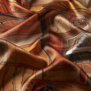 Interior of an Eastern House Satin Silk Pocket Square - Thumbnail