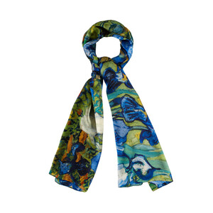 Irises Satin Silk Scarf - Thumbnail