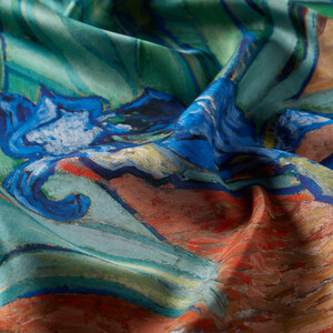 Irises Satin Silk Scarf - Thumbnail