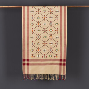 ipekevi - Ivory Carpet Design Cross Stich Prime Silk Scarf (1)