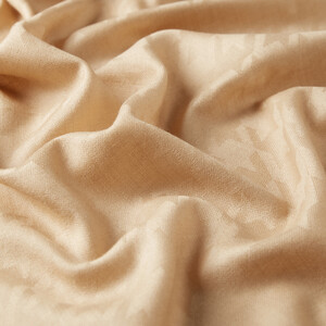 Ivory Houndstooth Patterned Wool Silk Scarf - Thumbnail