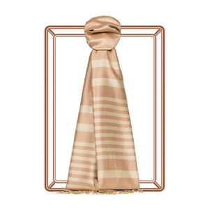 Ivory Meridian Striped Silk Scarf - Thumbnail