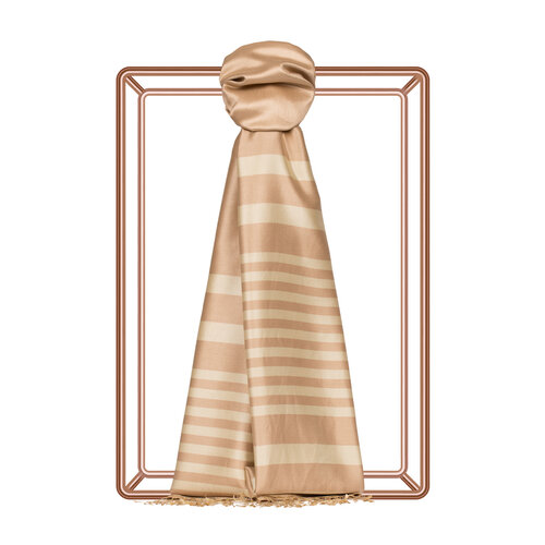 Ivory Meridian Striped Silk Scarf