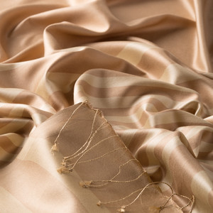 Ivory Meridian Striped Silk Scarf - Thumbnail