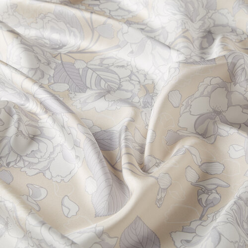 Ivory Sakura Print Silk Twill Scarf