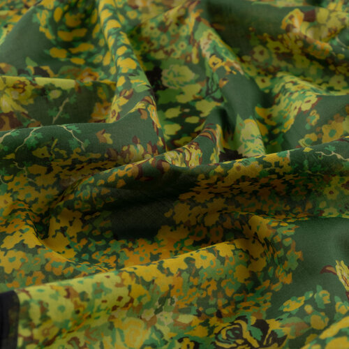 Kahki Green Rich Rose Cotton Scarf