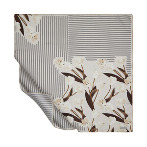 ipekevi - ايشارب حرير تويل تصميم ورود لون بني وبيج