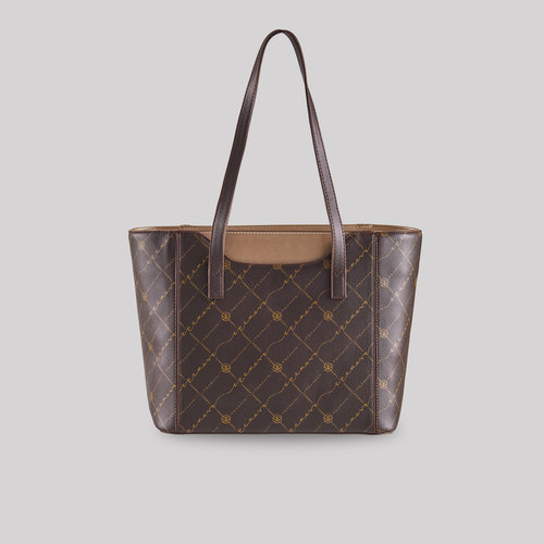 Kahve Monogram Cep Detaylı Tote Çanta