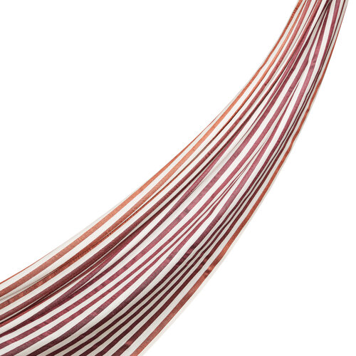 Kahverengi Çizgili İpek Fular Şal