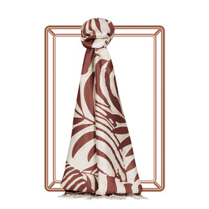 ipekevi - شال حرير بتصميم نخيل لون بني