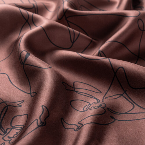 Kahverengi Rumi Tivil İpek Eşarp