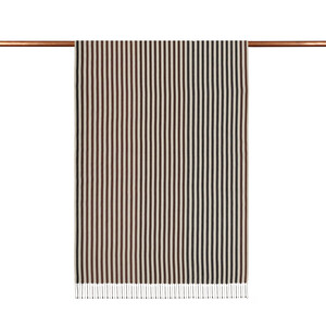 ipekevi - شال حرير مخطط لون بني (1)