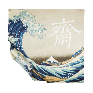 Kanagawa'nın Büyük Dalgası Saten İpek Eşarp - Thumbnail