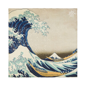 ipekevi - Kanagawanın Büyük Dalgası Saten İpek Mendil