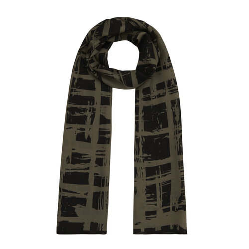 Khaki Black Dilemma Cotton Rayon Scarf