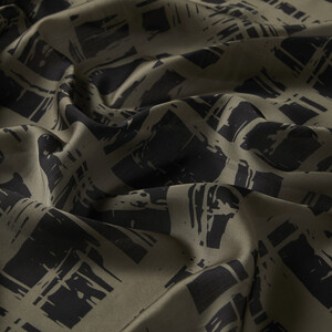 Khaki Black Dilemma Cotton Rayon Scarf - Thumbnail