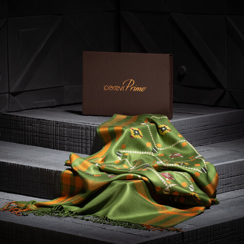 Khaki Carpet Design Cross Stich Prime Silk Scarf