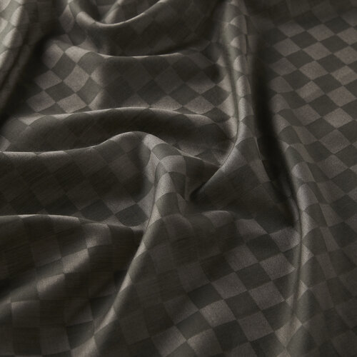 Khaki Checkered Cotton Silk Scarf 