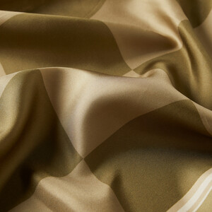 ipekevi - Khaki Checkered Twill Silk Scarf (1)