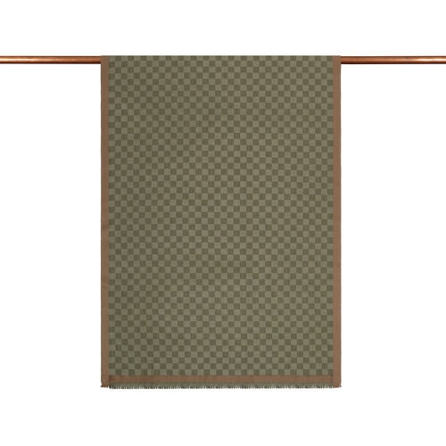 Khaki Checkered Wool Silk Scarf