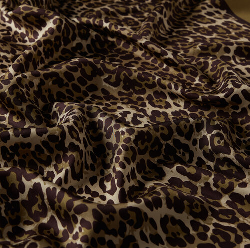 Khaki Cheetah Print Silk Twill Scarf