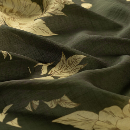 Khaki Green Azalea Print Tencel Scarf