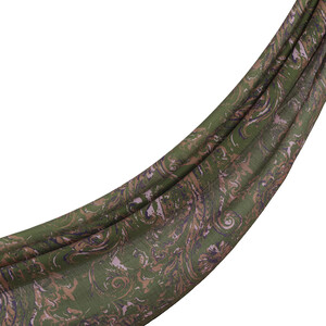 ipekevi - Khaki Green Breeze Print Tencel Scarf