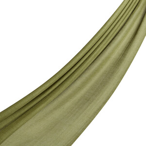 Khaki Green Cashmere Wool Silk Prime Scarf - Thumbnail
