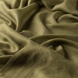 Khaki Green Cashmere Wool Silk Prime Scarf - Thumbnail