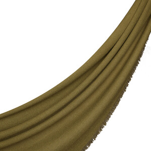 Khaki Green Cashmere Wool Silk Scarf - Thumbnail