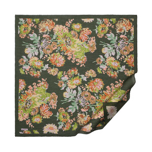 ipekevi - Khaki Green Chrysanthemum Print Tencel Scarf