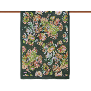 ipekevi - Khaki Green Chrysanthemum Print Tencel Scarf (1)