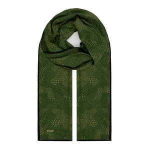 Khaki Green Ethnic Harmony Print Cotton Scarf - Thumbnail