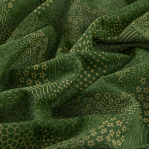 Khaki Green Ethnic Harmony Print Cotton Scarf - Thumbnail