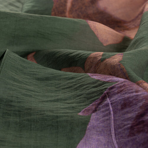 Khaki Green Florescence Print Tencel Scarf