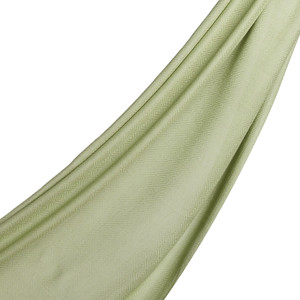 Khaki Green Ikat Cotton Silk Scarf - Thumbnail